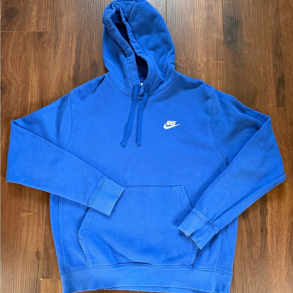 Nike Club Fleece Hoodie Men's Medium Royal Blue Pullover Sweatshirt Futura Logo